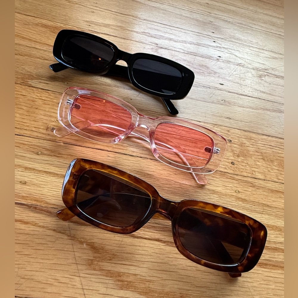 90s style Black, Pink, and Tortoise Sunglasses Set